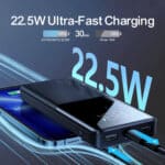 JR-QP191 22.5W Power Bank 10000mAh-Black With USB to Type.C 0.3m Cable-Black - Image 4