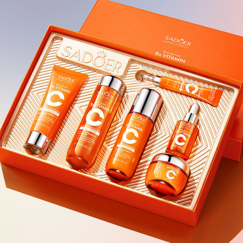SADOER 5-in-1 Vitamin C Brightening & Radiance Skincare Gift Set 100g+30ml+130ml+100ml+50g+20g (1) SADOER 5-in-1 Vitamin C Brightening & Radiance Skincare Gift Set 100g+30ml+130ml+100ml+50g+20g - Image 1
