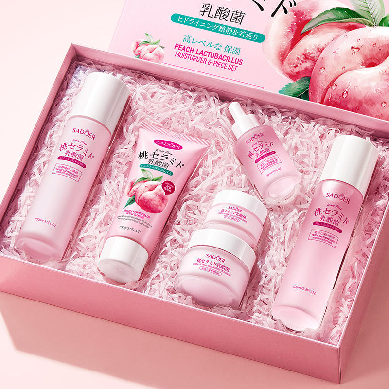 SADOER Peach Probiotic Moisturizing 6-Piece Set (1) SADOER Peach Probiotic Moisturizing 6-Piece Set (100g + 100ml + 20g + 30ml + 100ml + 50g) - Image 1
